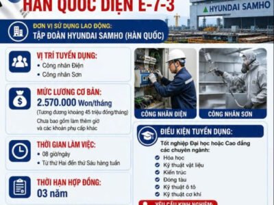 Tuyển công nhân điện, công nhân sơn tại Hàn Quốc